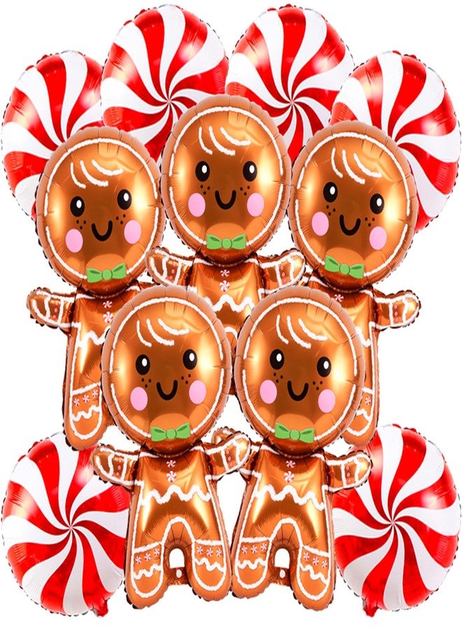 Tagberoy 11PCS Large Gingerbread and Candy Balloons Set - Red Foil Balloons for Christmas Party Decorations - Image 1